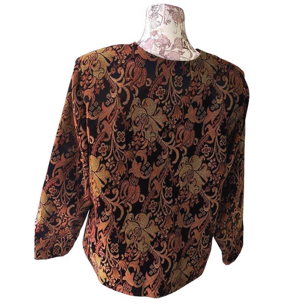 Y2K Vintage Jones New York Collection Studio Jacquard Button Front Blazer SZ 18 - Picture 3 of 9